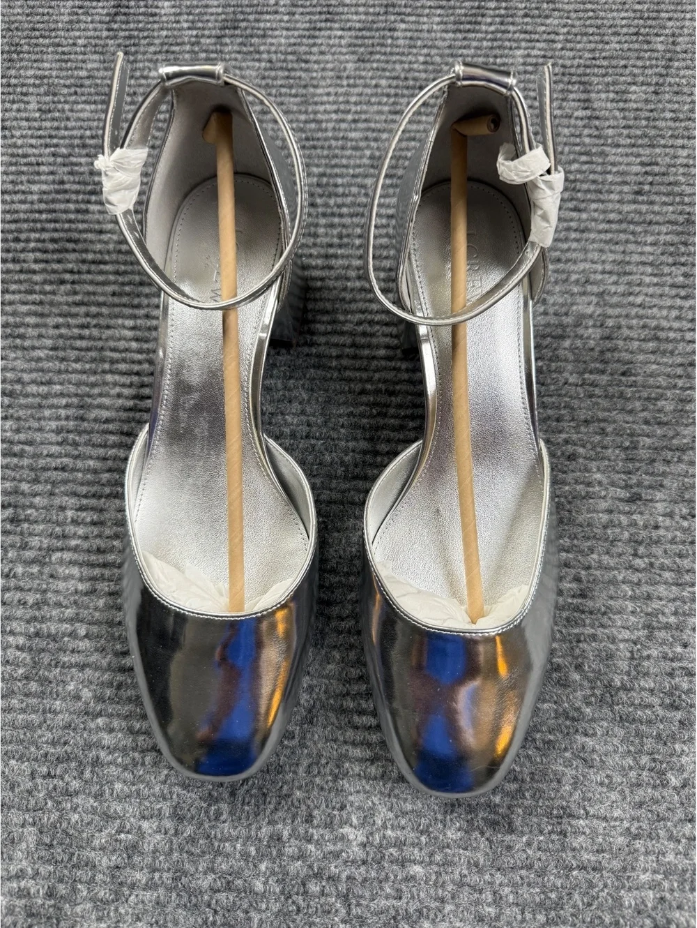 J.Crew Silver Metallic Ankle Strap Block Heel Pumps Women’s Size 10 New